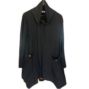 bulotus Black sweatshirt dress/tunic 
Large collar w/drawstring
Size large